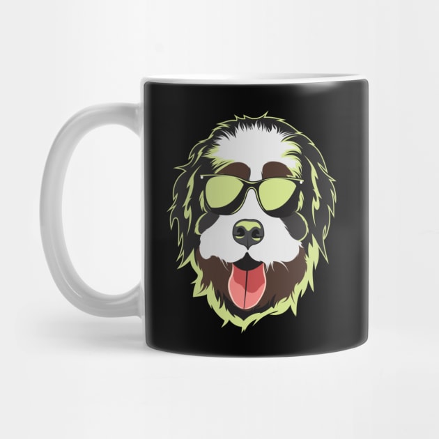 Bernedoodle Face Neon Light Color by Dogiviate